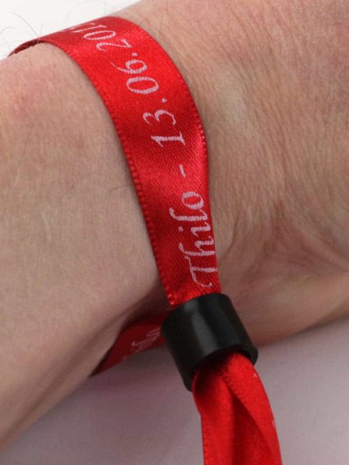 Individually printed fabric wristbands / inlet wristbands, 10 or 15 mm wide, 72 pieces as 25m roll