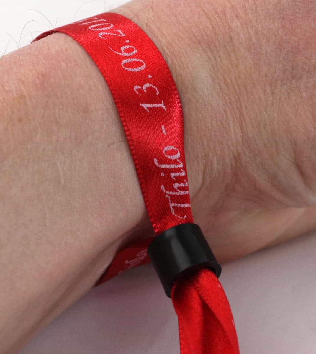 Individually printed fabric wristbands / inlet wristbands, 10 or 15 mm wide, 72 pieces as 25m roll