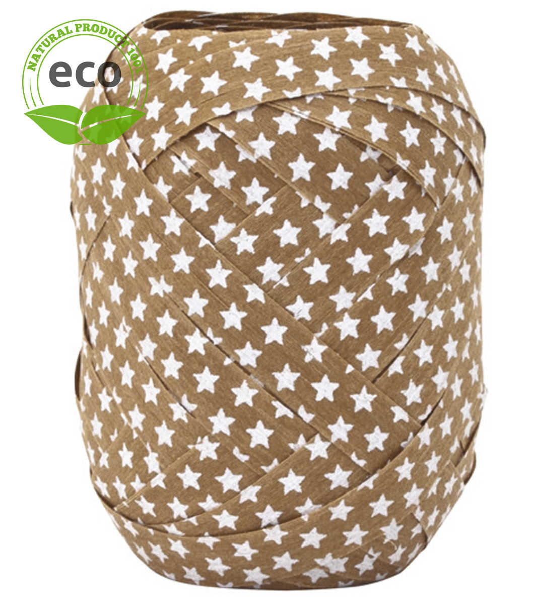 Cotton Ring Yellow Ribbon Stars, brown, 10 mm wide, ECO