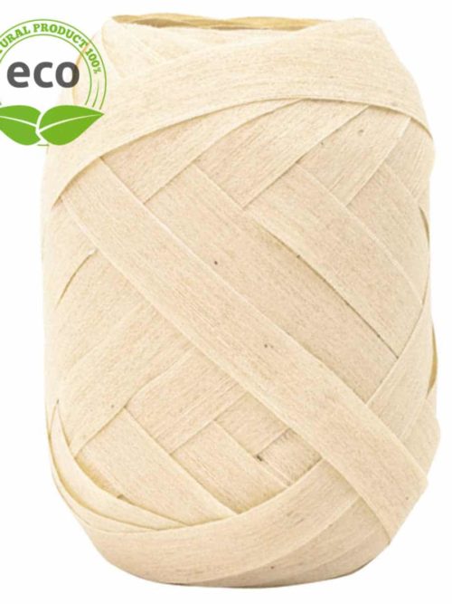 Cotton ring yellow ribbon, cream, 10 mm wide, ECO