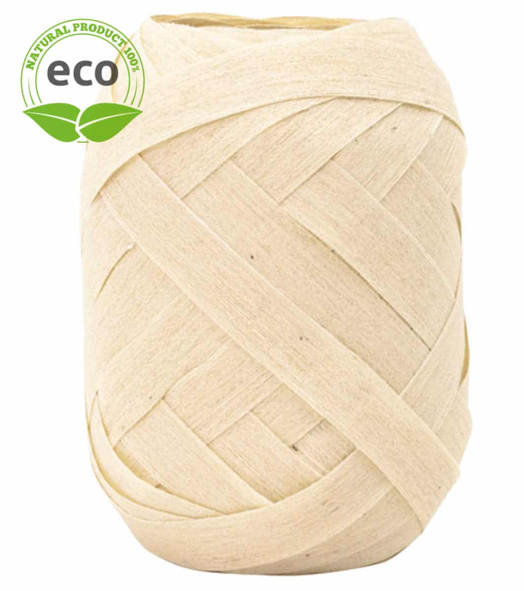 Cotton ring yellow ribbon, cream, 10 mm wide, ECO