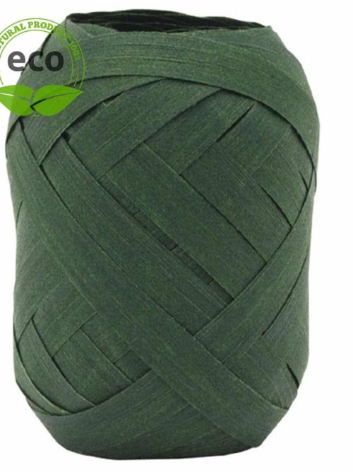 Cotton ring yellow ribbon, dark green, 10 mm wide, ECO