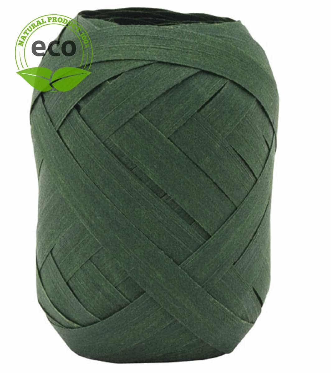 Cotton ring yellow ribbon, dark green, 10 mm wide, ECO