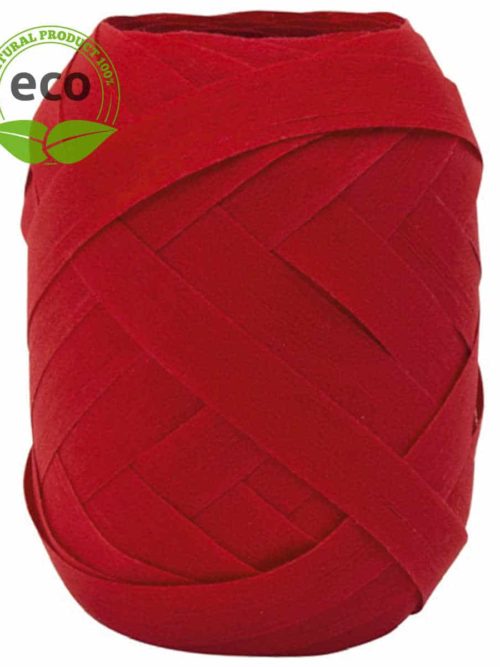Cotton ring ribbon, red, 10 mm wide, ECO