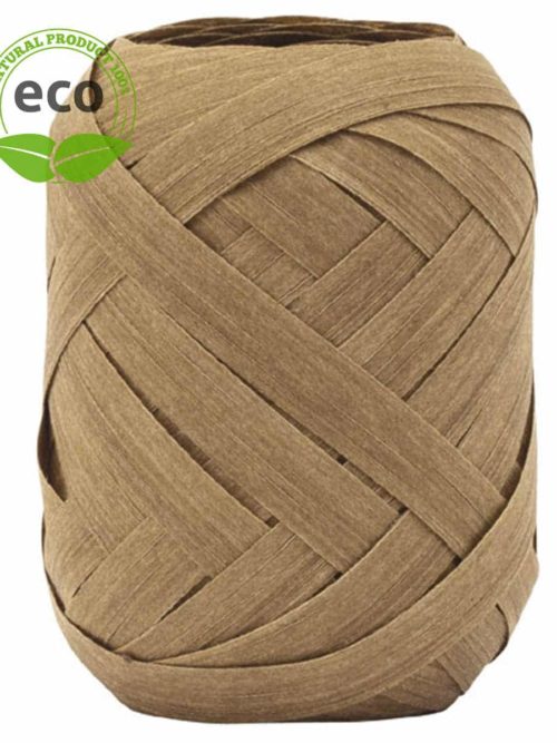 Cotton ring ribbon, brown, 10 mm wide, ECO