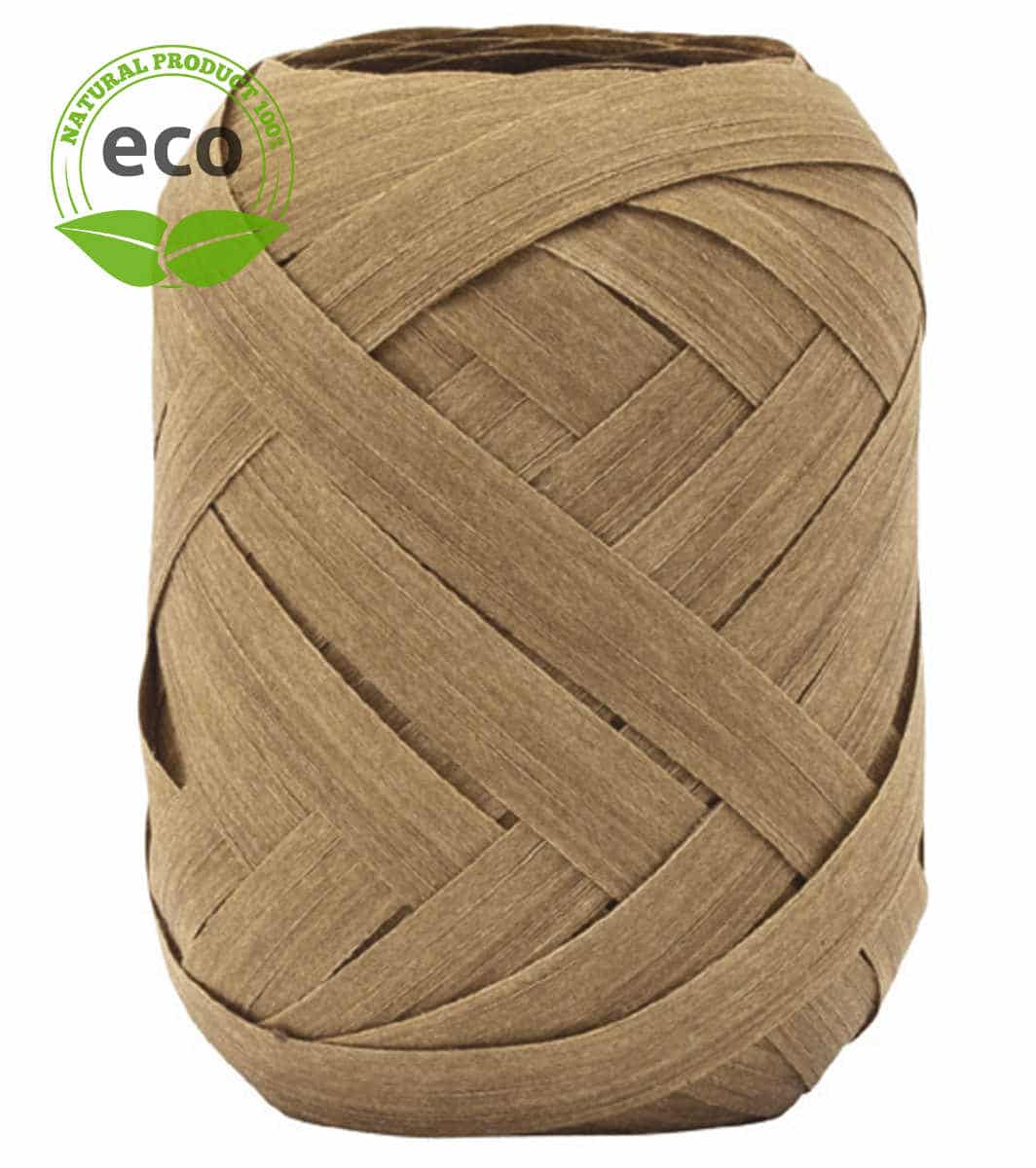 Cotton ring ribbon, brown, 10 mm wide, ECO