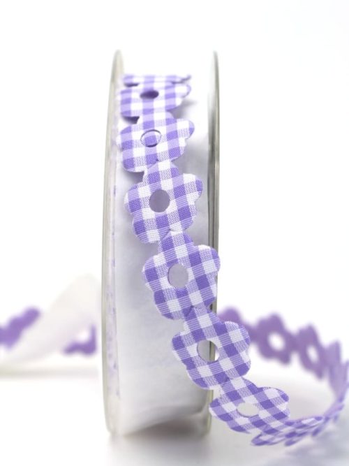 Decorative flower garland lilac plaid, 25 mm wide