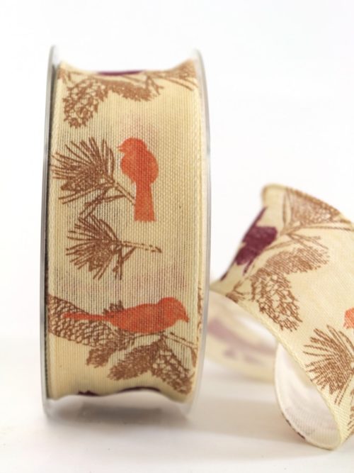 Gift and decorative ribbon squirrel, brown, 40 mm, with wire