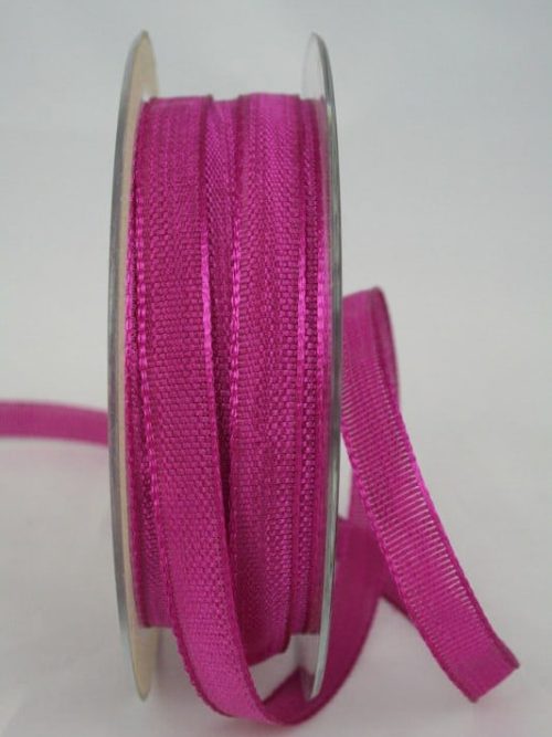 Narrow decorative ribbon with texture, dark pink, 10 mm wide