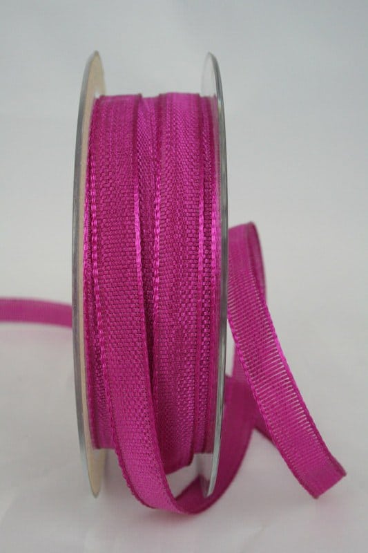Narrow decorative ribbon with texture, dark pink, 10 mm wide