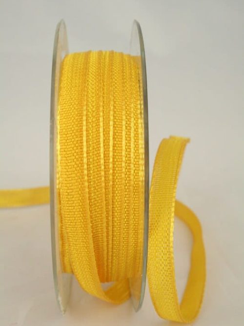 Narrow decorative ribbon with texture, yellow, 10 mm wide