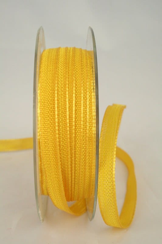 Narrow decorative ribbon with texture, yellow, 10 mm wide