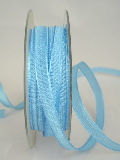Narrow decorative ribbon with texture, light blue, 10 mm wide