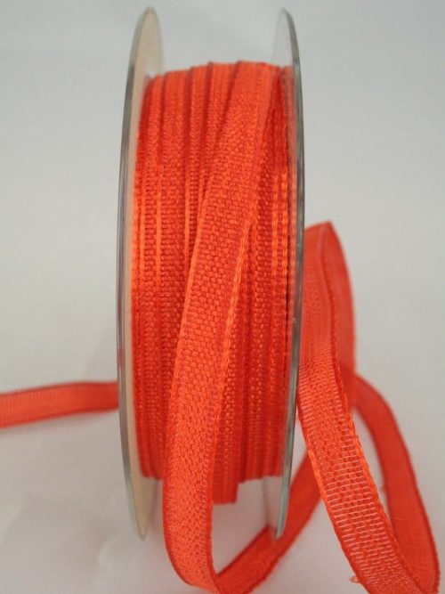 Narrow decorative ribbon with texture, orange, 10 mm wide
