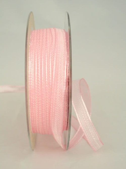Narrow decorative ribbon with structure, pink, 10 mm wide