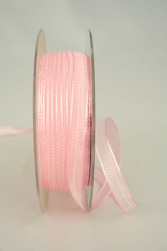 Narrow decorative ribbon with structure, pink, 10 mm wide
