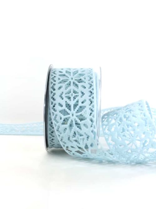 Decorative felt ribbon - ice crystals, light blue, 60 mm wide