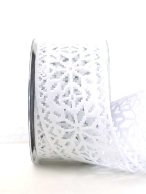 Felt decorative ribbon - ice crystals, white, 60 mm wide