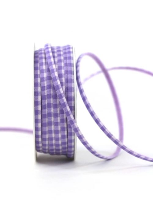 Decorative ribbon plaid lilac/white, 5 mm wide