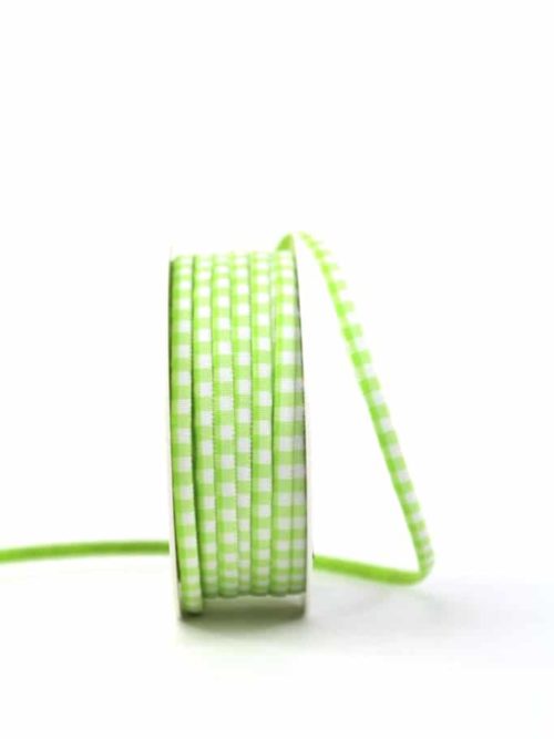 Decorative ribbon plaid light green/white, 5 mm wide