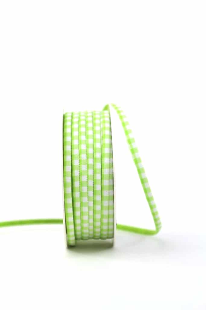 Decorative ribbon plaid light green/white, 5 mm wide