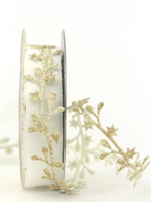 Decoration garland leaves, antique gold, 25 mm