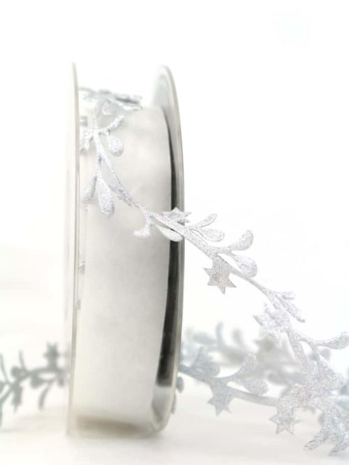Decoration garland leaves, silver, 25 mm