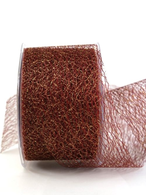 Decorative grid band, bordeaux-gold, 70 mm wide
