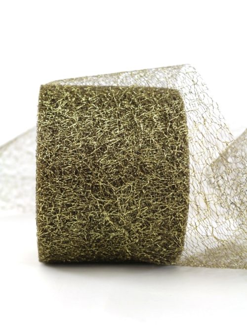 Decorative grid band, brown-gold, 70 mm wide