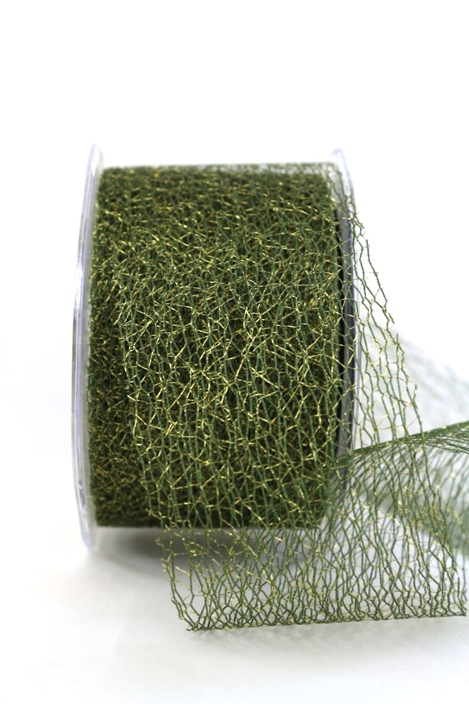 Decorative grid band, dark green-gold, 70 mm wide