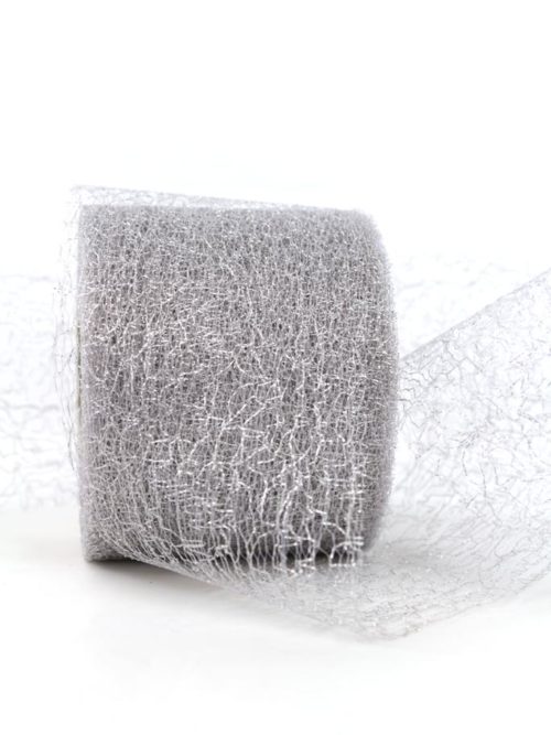 Decorative grid band, silver, 70 mm wide