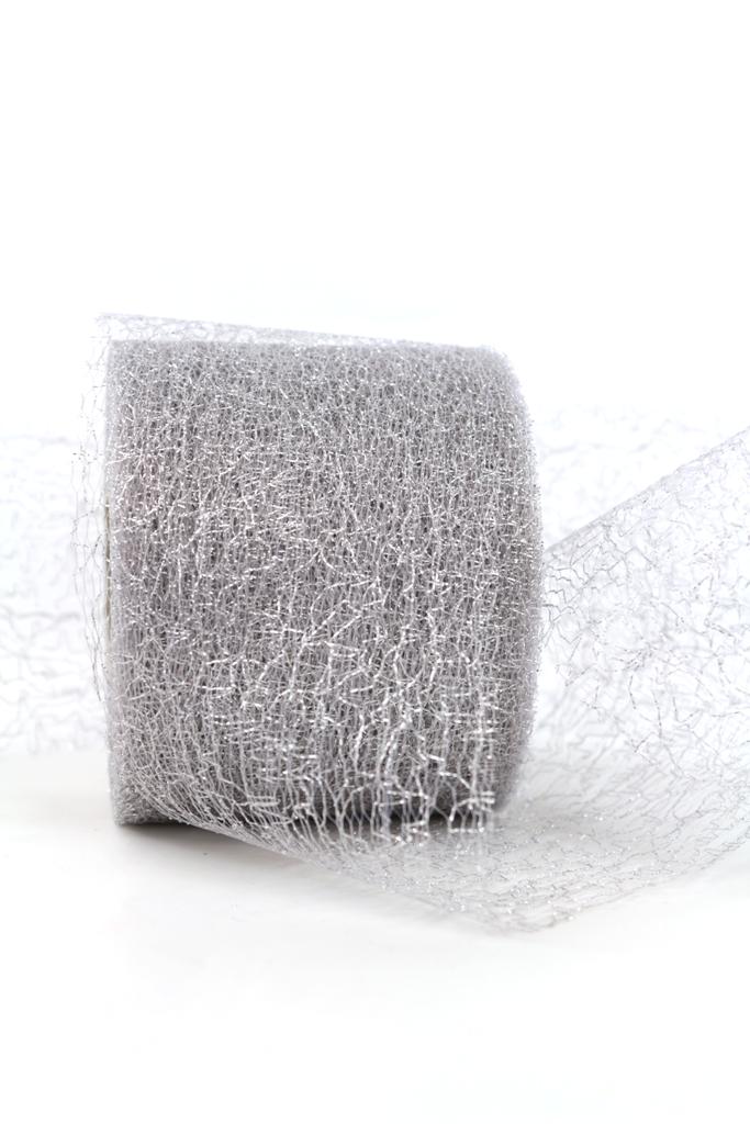 Decorative grid band, silver, 70 mm wide