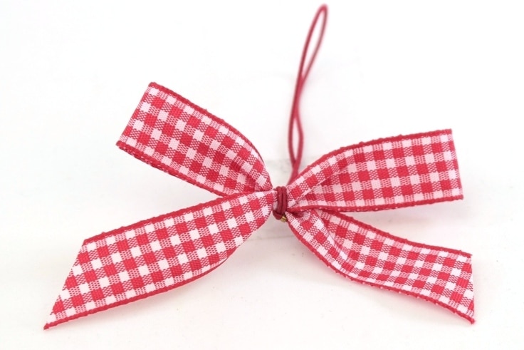 Vichy checked ribbon, red-checked, with rubber band