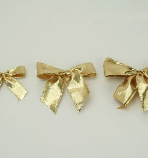 Lamé ribbon bow, gold, to glue on