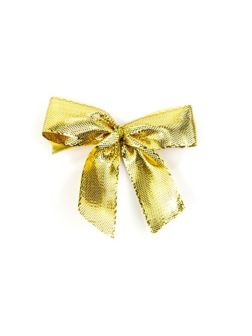 Finished loop made of 15 mm Lurex ribbon, gold, with clip