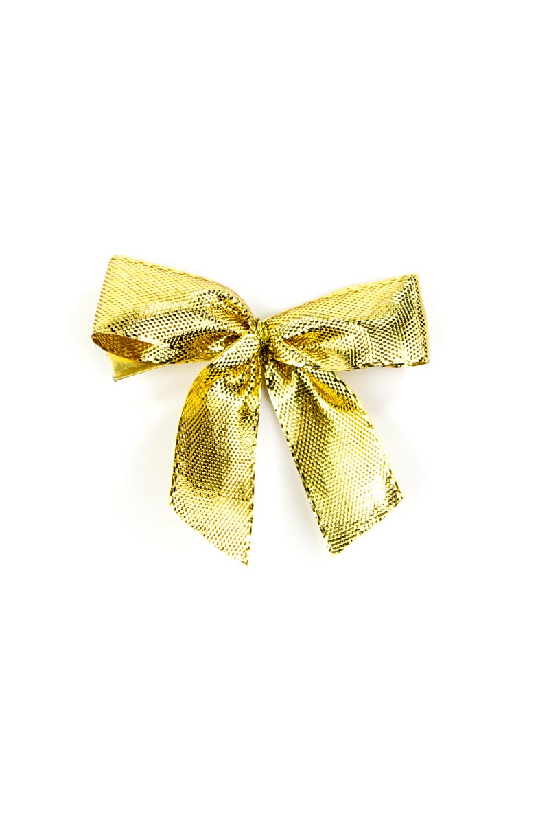 Finished loop made of 15 mm Lurex ribbon, gold, with clip