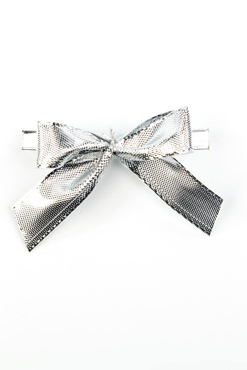 Finished loop made of 15 mm Lurex ribbon, silver, with clip