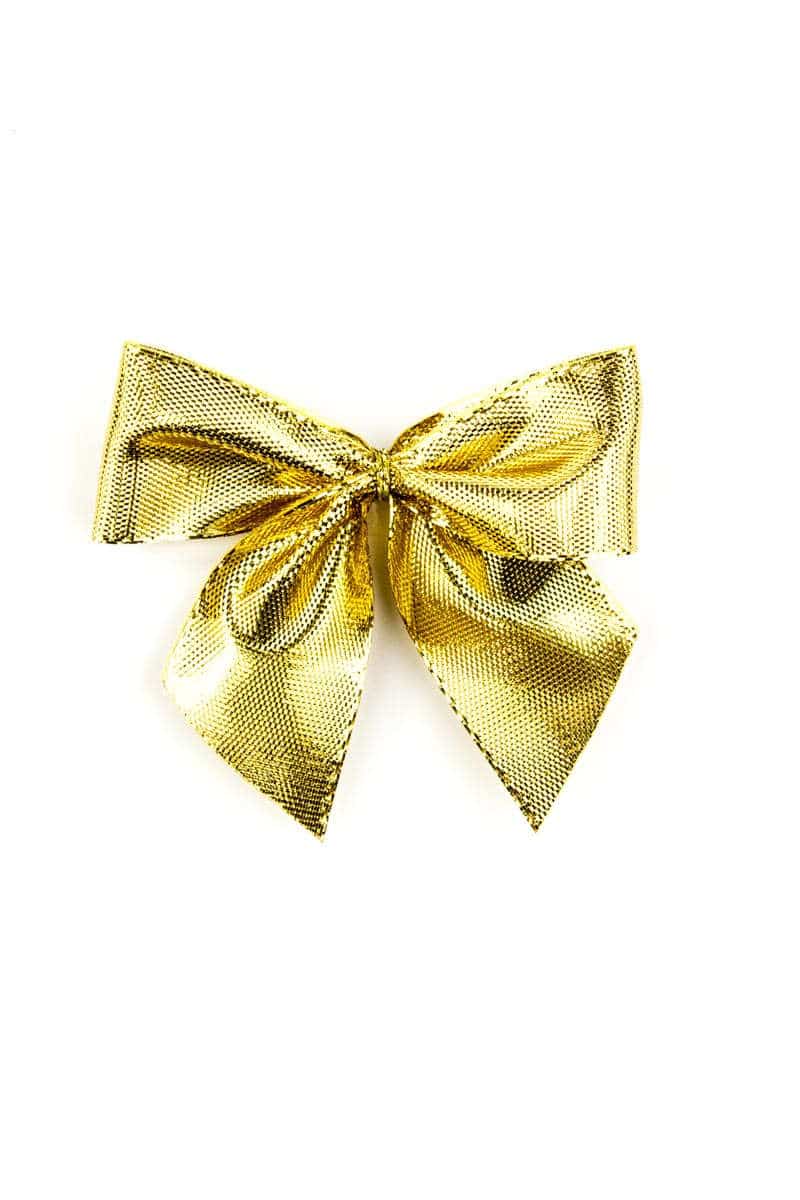 Finished loop made of 25 mm Lurex tape, gold, with adhesive dot