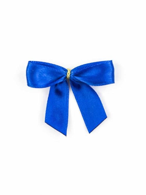 15 mm satin ribbon bow, blue, with clip