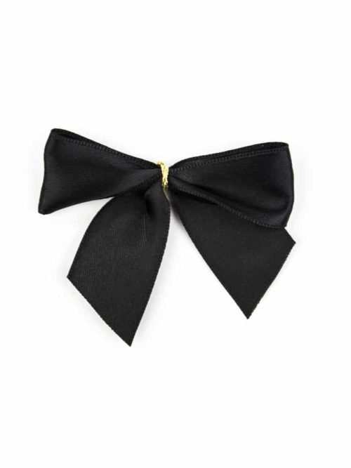 25 mm satin ribbon bow, black, with glue point