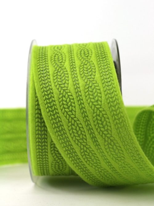 Felt ribbon knitting pattern, light green, 60 mm wide