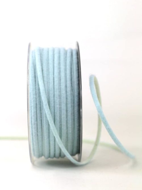 Two-coloured felt cord, light blue-cream, 5 mm wide
