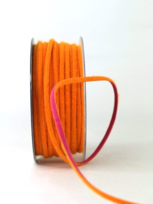 Two-coloured felt cord, orange-pink, 5 mm wide