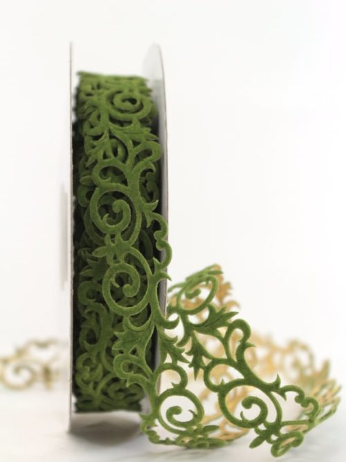 felt garland ornament, fir-green-gold, 25 mm