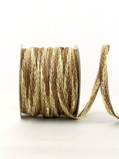 Braided tape cream-brown, 10 mm - 40 mm