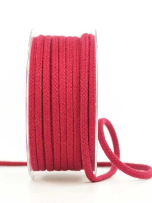 Braided cord, red, 4 mm thick