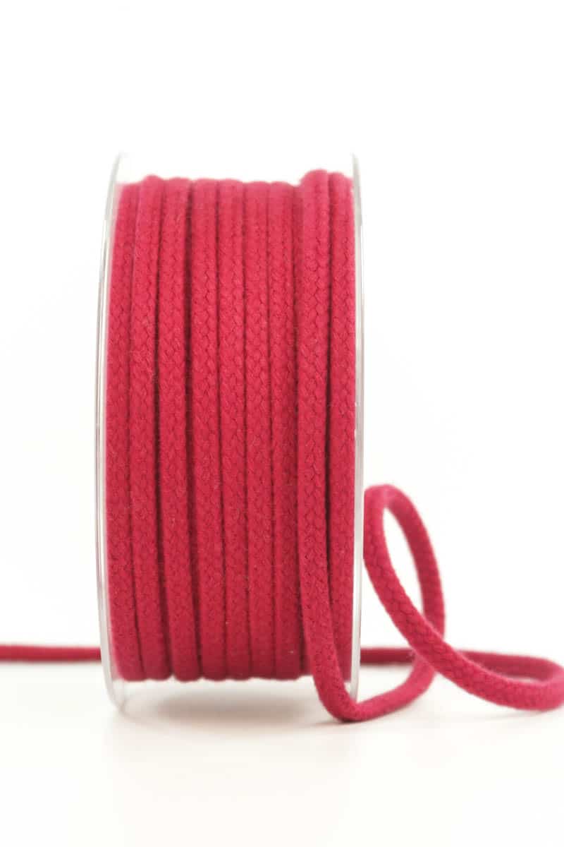 Braided cord, red, 4 mm thick