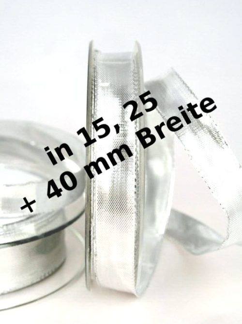 Lamé - silver tape in 15, 25 and 40 mm, with wire edge
