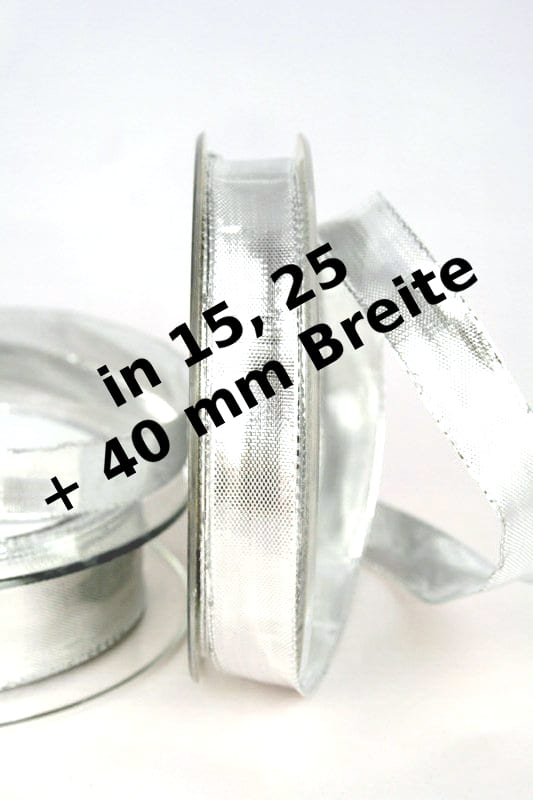 Lamé - silver tape in 15, 25 and 40 mm, with wire edge