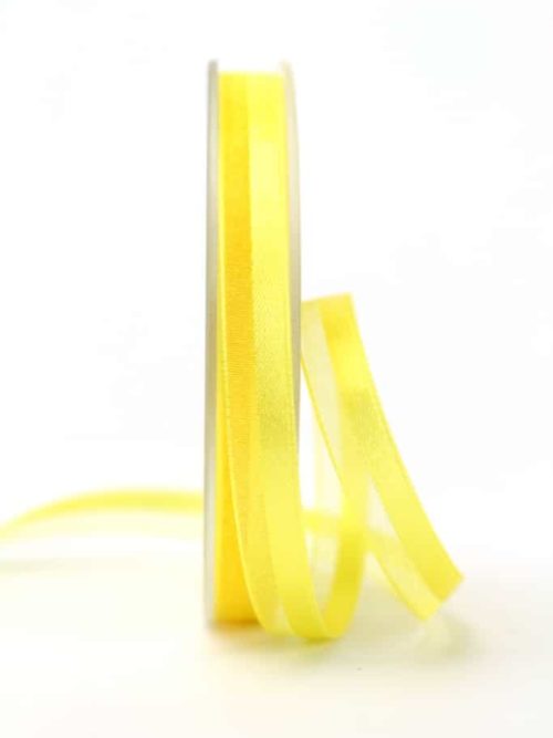 Gift ribbon Satin-Organza, yellow, 10 mm wide